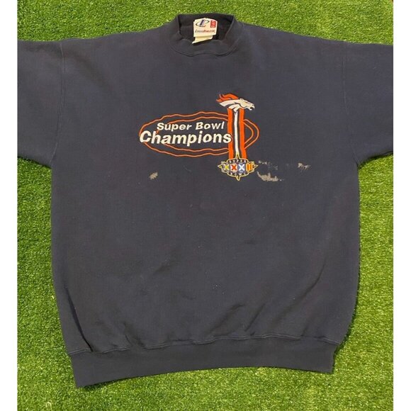 Vintage Denver Broncos sweatshirt mens extra large crew neck blue Super Bowl X - Picture 2 of 12